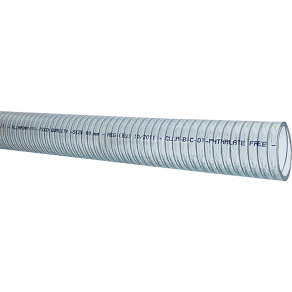Klar SeaTec PVC slange med stålspiral på rulle, 3m lang