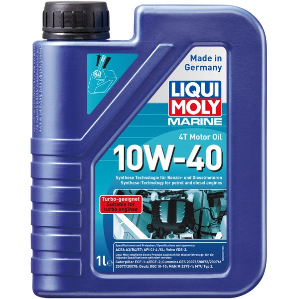 Detailbillede af Liqui Moly olie med etikette og specifikationer
