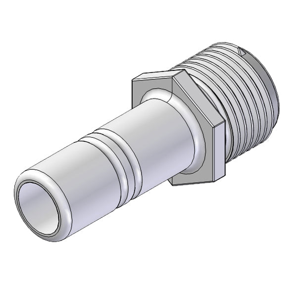 Whale adapter 1/2" han med 15mm slangestuds set fra siden.