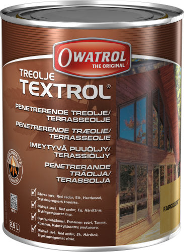 Owatrol terrasseolie Textrol med UV-filter, set fra siden