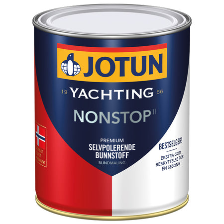 Nærbillede af Jotun Non-stop II grå bundmaling i brug
