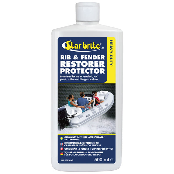 Star Brite RIB & fender cleaner & protectant i 500 ml flaske med et klart etiketdesign