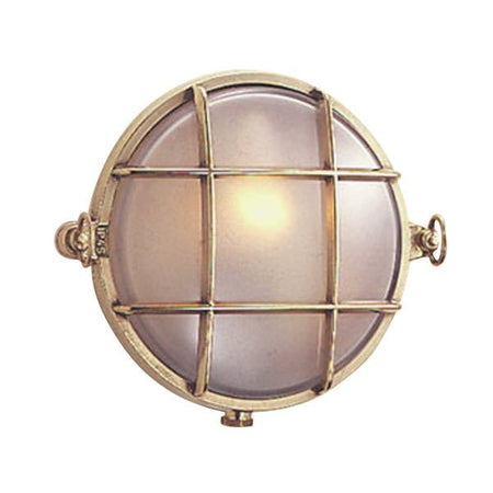 Foresti skotlampe med mat glas, monteret på væggen i en båd.