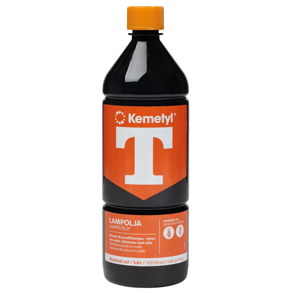 Kemetyl lampeolie 1L flaske med et simpelt og funktionelt design