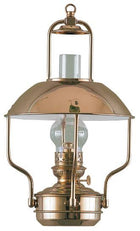 DHR Clipper lampe 8207 i messing, vist fra siden med lys tændt
