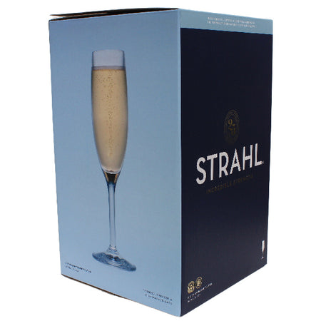 Strahl champagneglas i polycarbonat, præsenteret i en gaveæske.