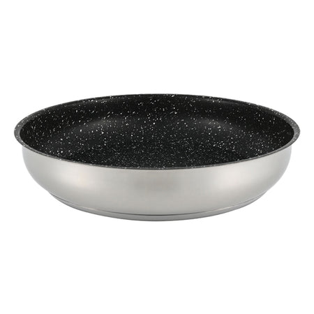 1852 gryde med låg og non-stick belægning, set fra siden.