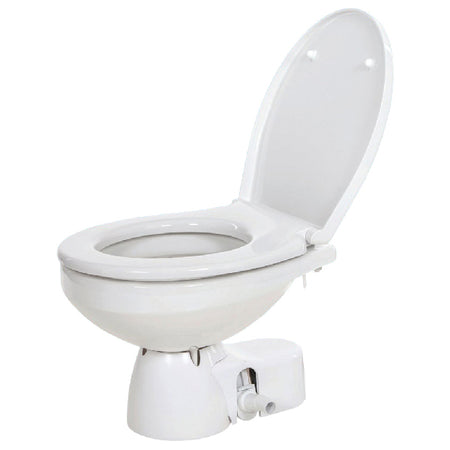 Frontvisning af Jabsco Quiet Flush E2 med betjeningspanel.
