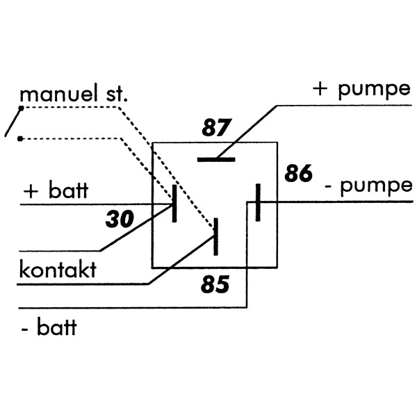 Hella relæ 12V 40Amp set forfra med tydelige detaljer