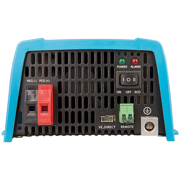 Victron Phoenix inverter vist fra siden, der viser dimensionerne H:86 x B:172 x D:275 mm.