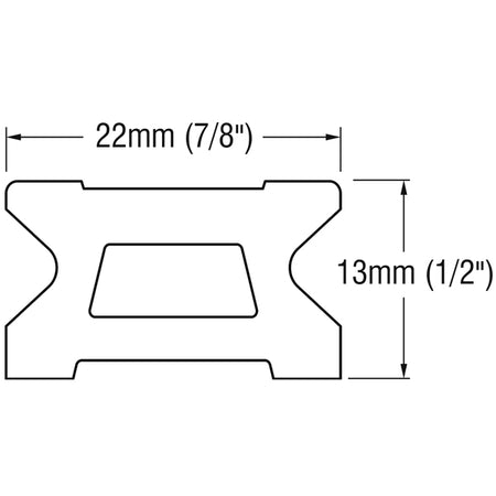 Ronstan skødeskinne 22mm med line ført gennem skinne