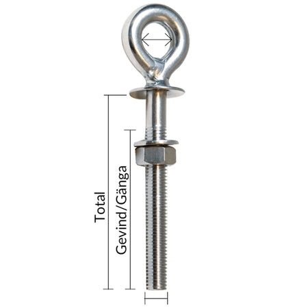 1852 øjebolt stor Ø16mm set frontalt for at vise konstruktionen