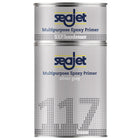 SeaJet 117 multipurpose epoxy primer i sølvgrå, præsenteret i 20L dunk.