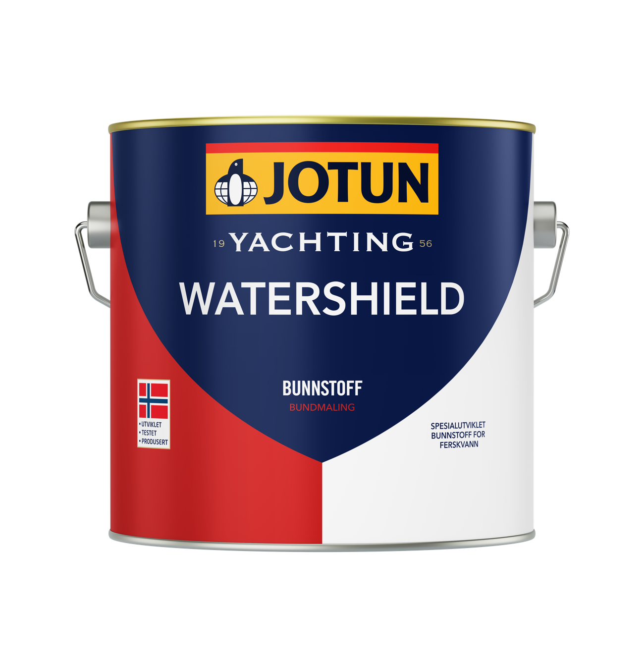 Jotun Watershield primer i sort 2,5L med et klart etikettebillede.