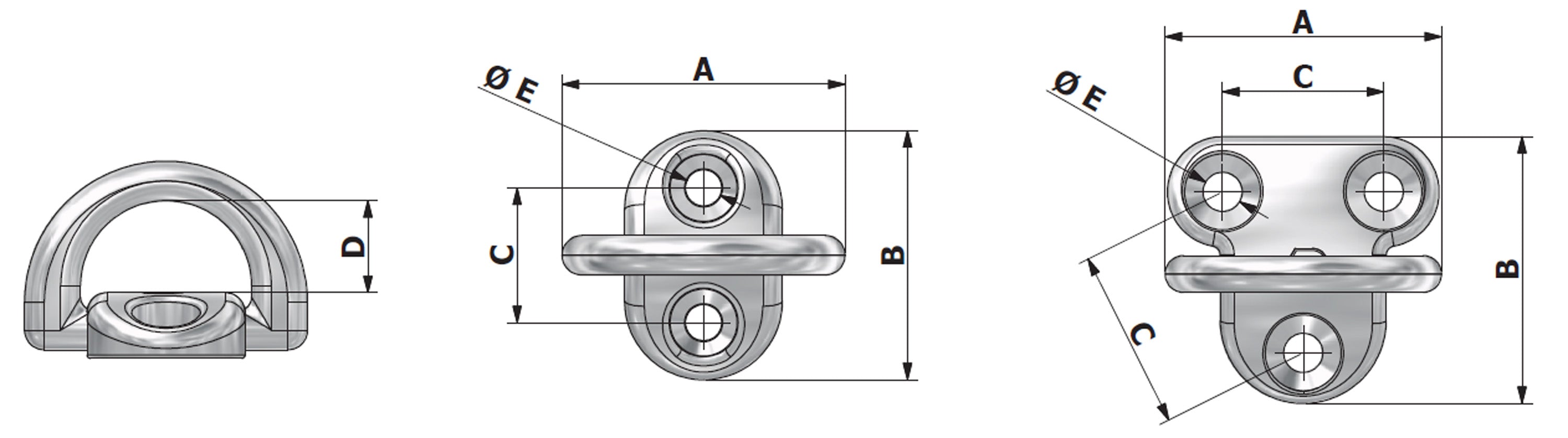 Padeye fra Rutgerson med brudbelastning på 1500 kg i brug.